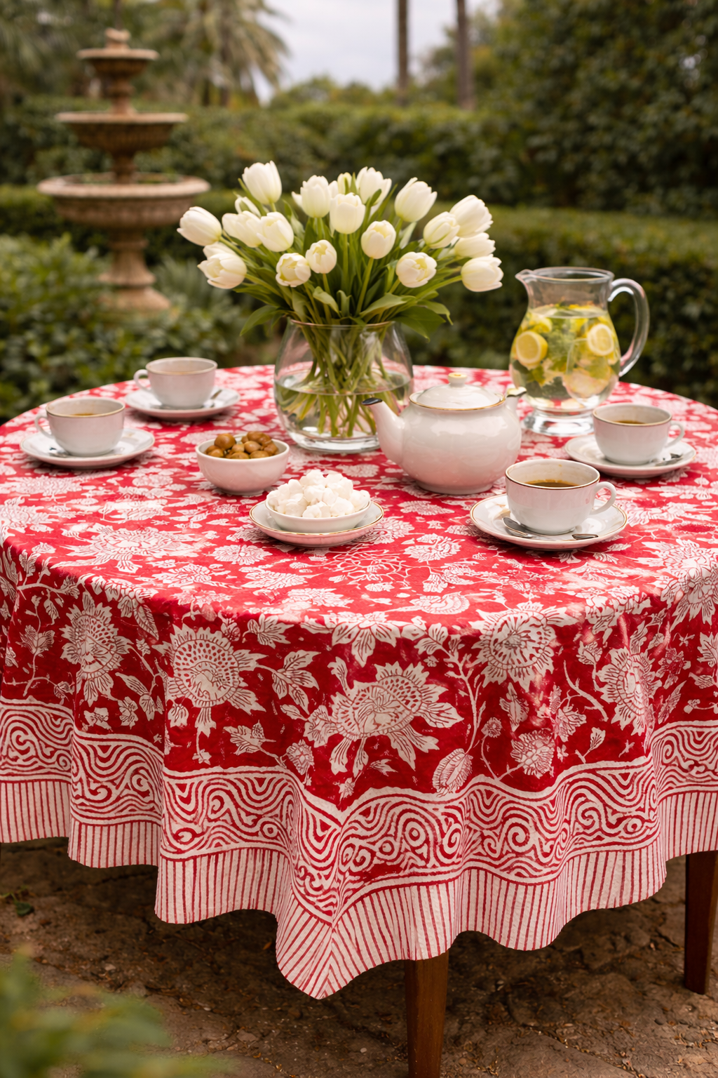 Palace Garden Crimson Tablecloth