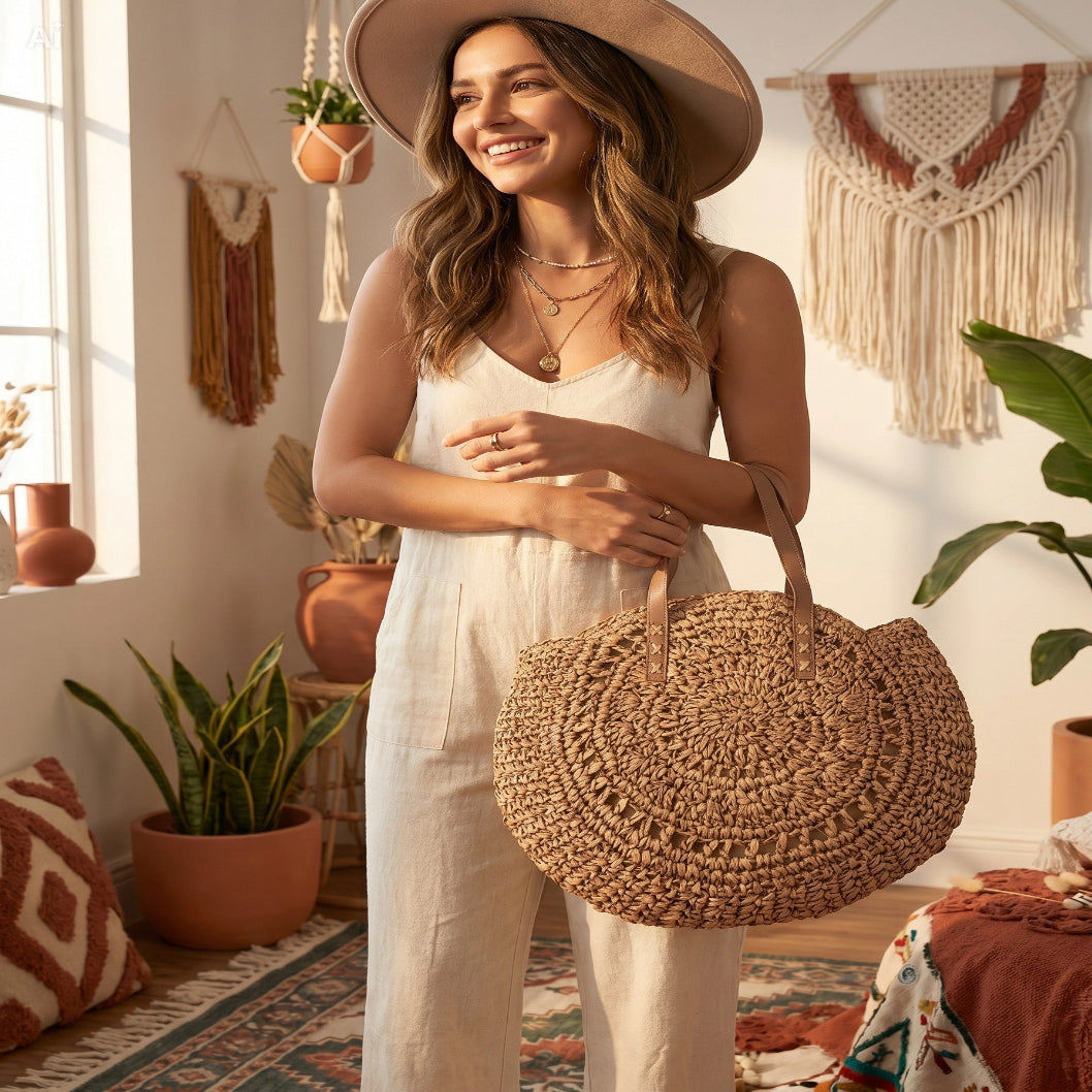 Saanvi Round Woven Tote