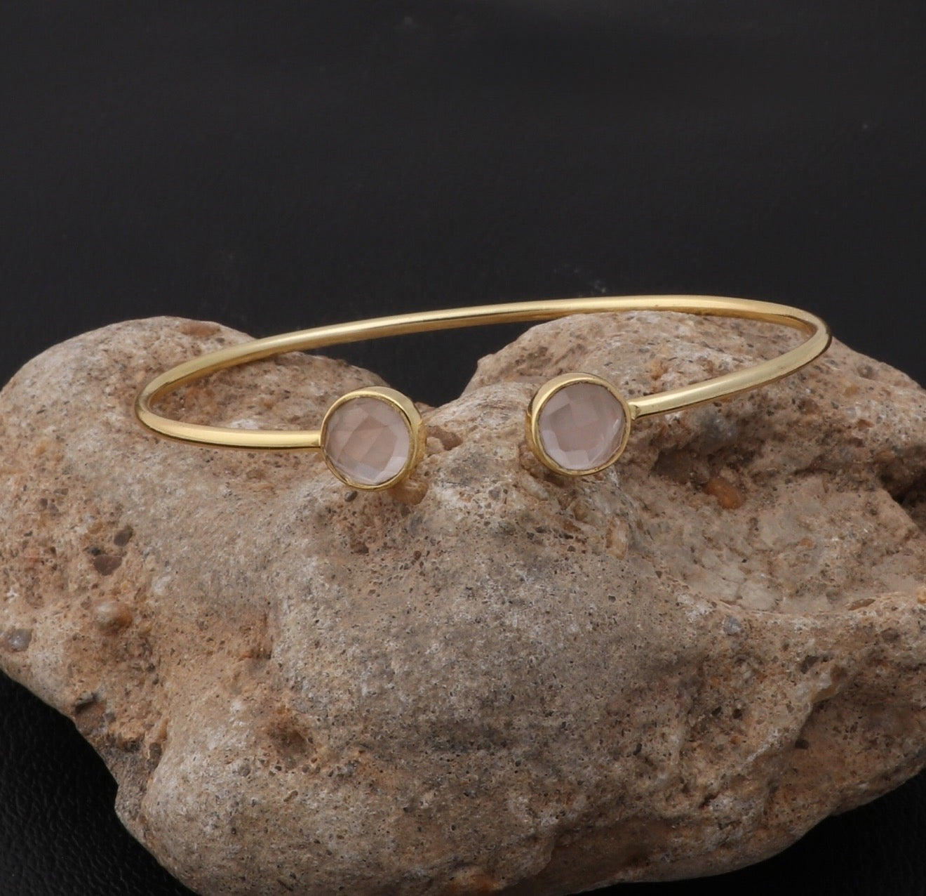 Rose Quartz Collet Bangle