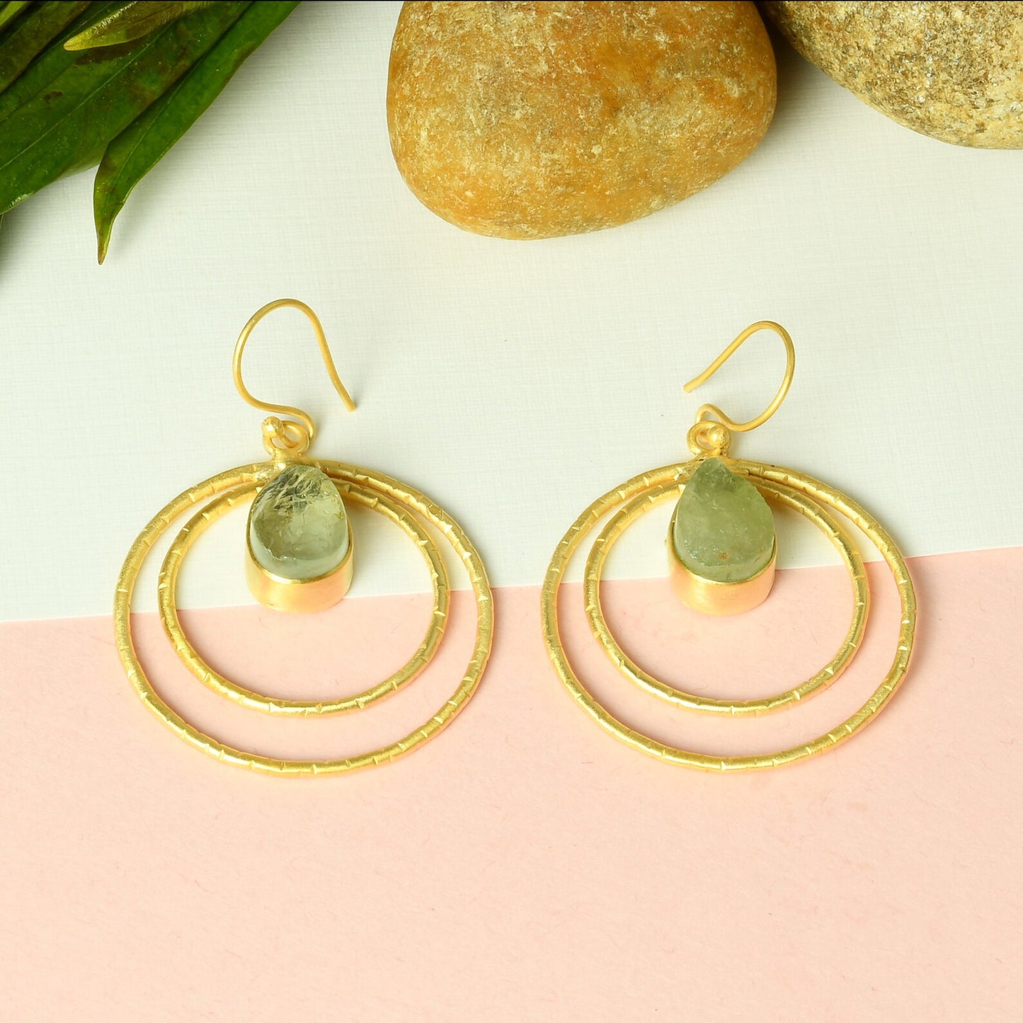 Aravi Aquamarine Halo Earrings