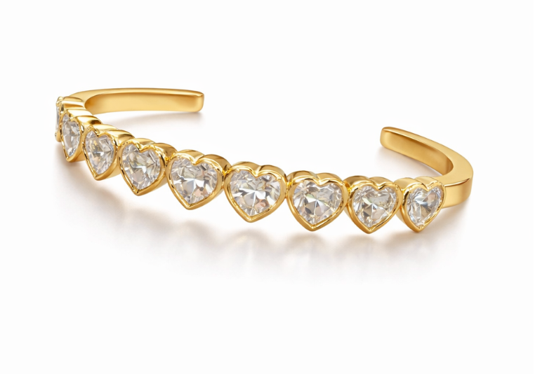 Ishq Crystal Heart Cuff