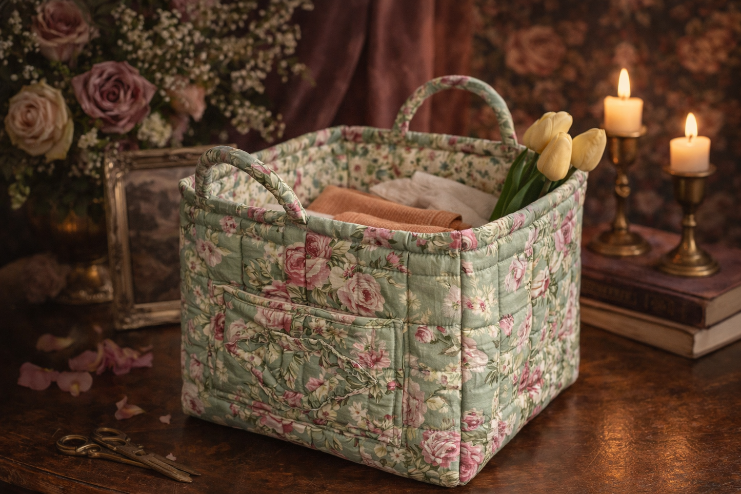 Reva Quilted Carry Basket
