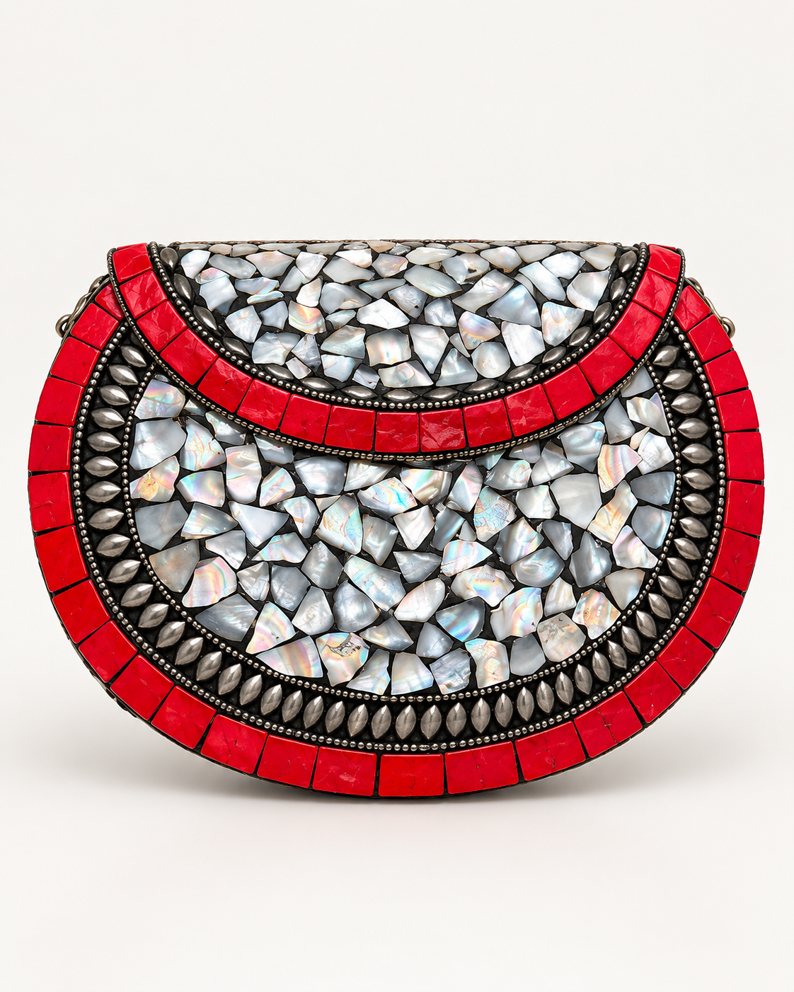 Ruby Pearl Mosaic Clutch