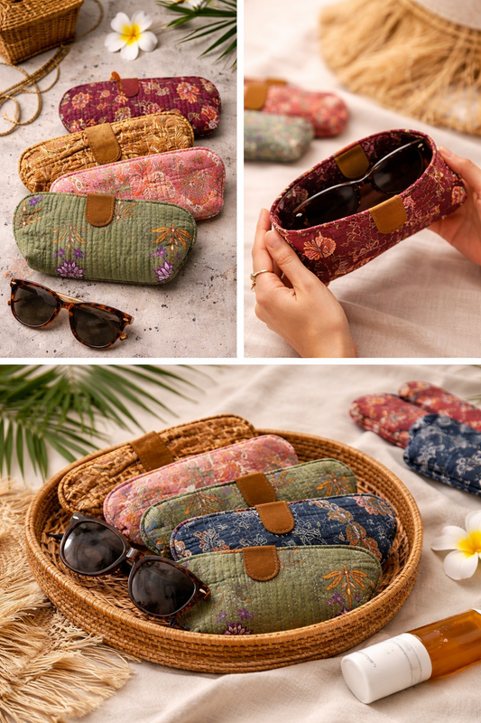 Saffron Trails Quilted Sunglass Case