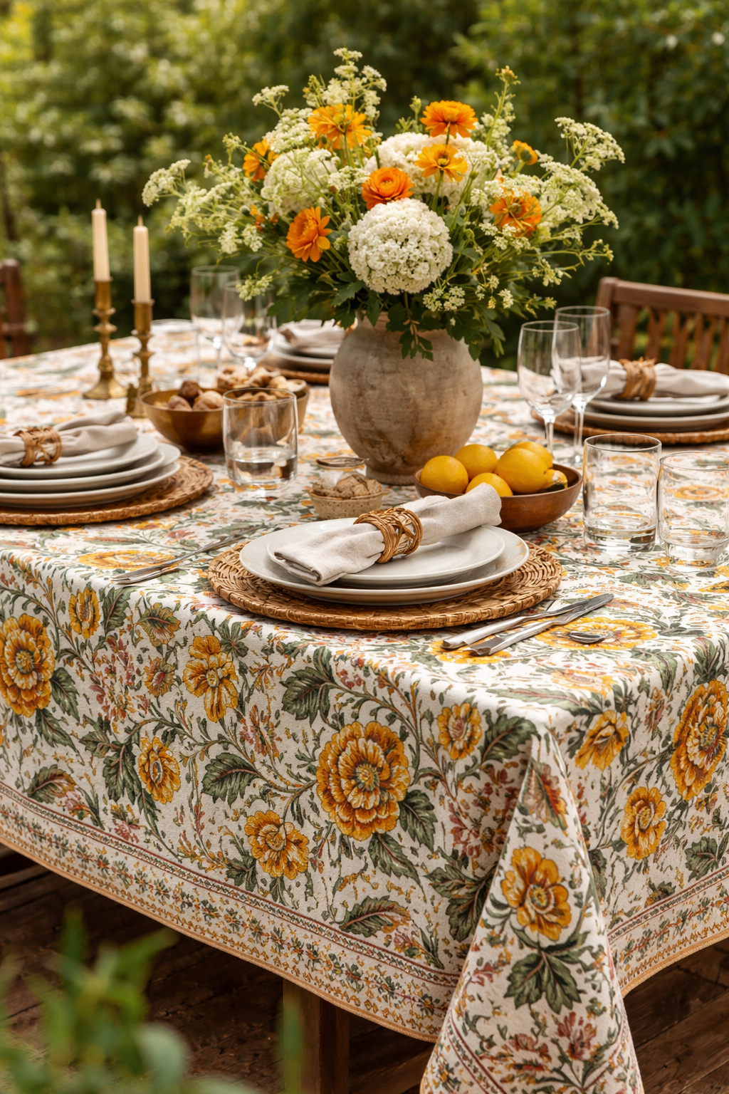 Surya Bloom Hand-Printed Tablecloth