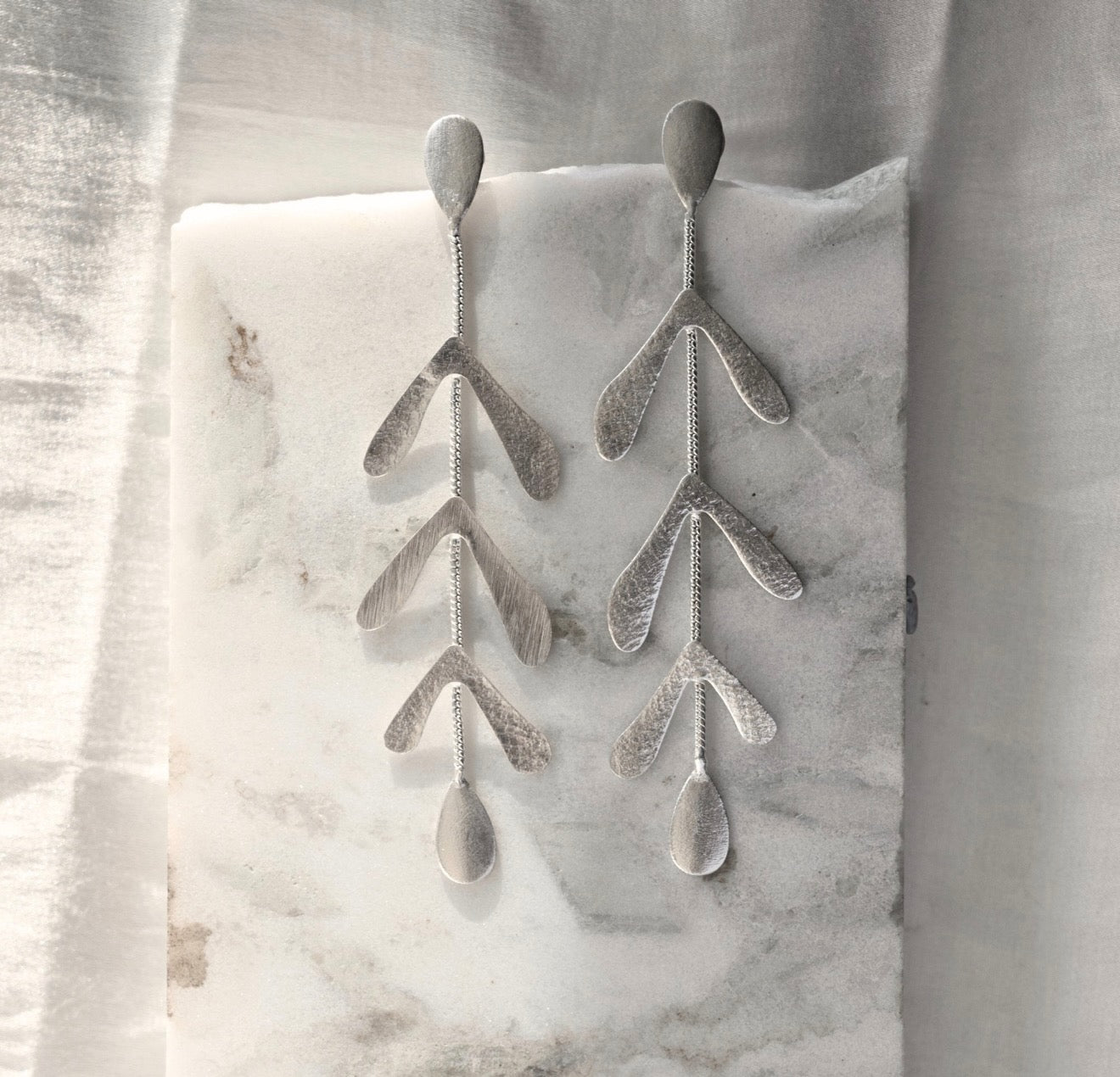 Veda Silver Leaf Earrings