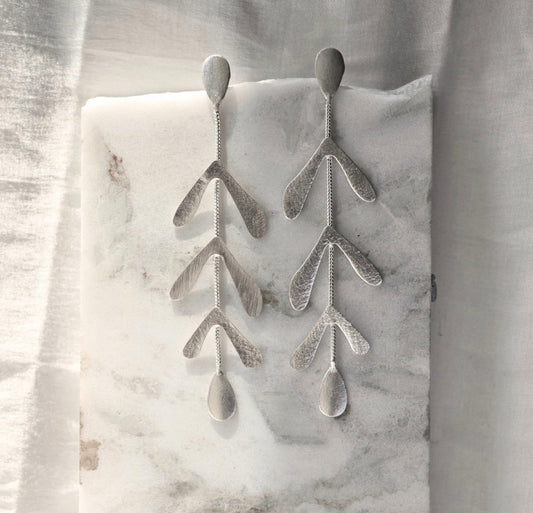 Veda Silver Leaf Earrings