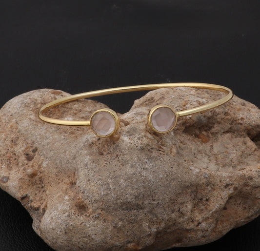 Rose Quartz Collet Bangle