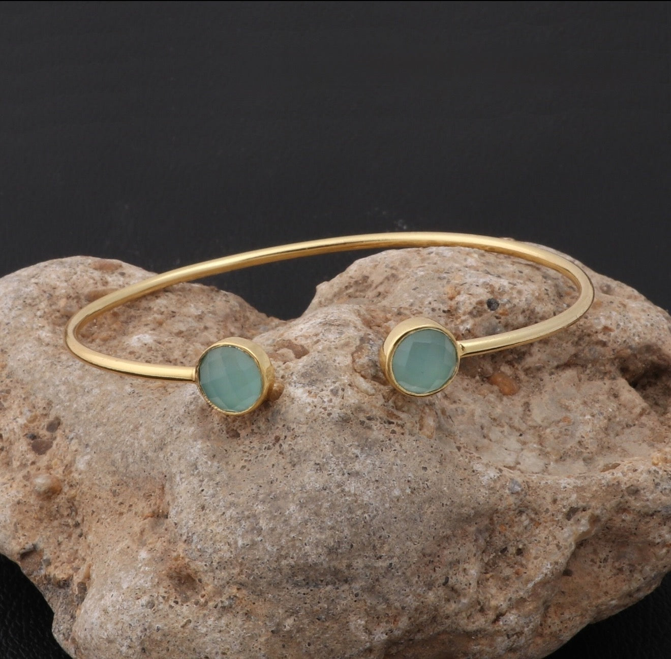 Aqua Chalcedony Gemstone Bangle