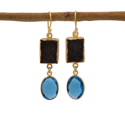 Topaz Dusk Druzy Drop Earrings
