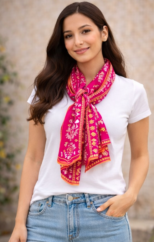 Rangoli Bandhani Silk Scarf