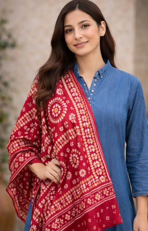 Rangoli Bandhani Silk Scarf