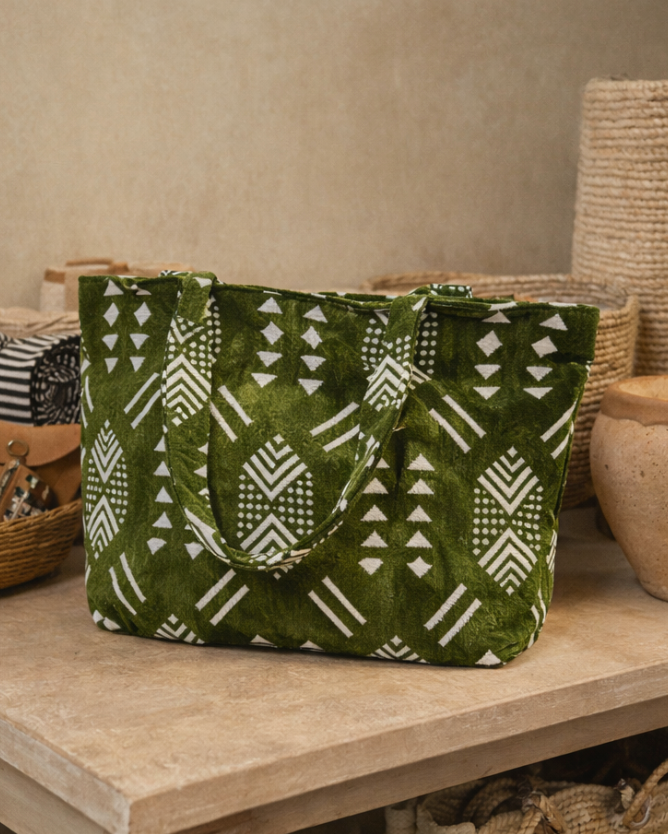 Riad Velour Carryall Tote