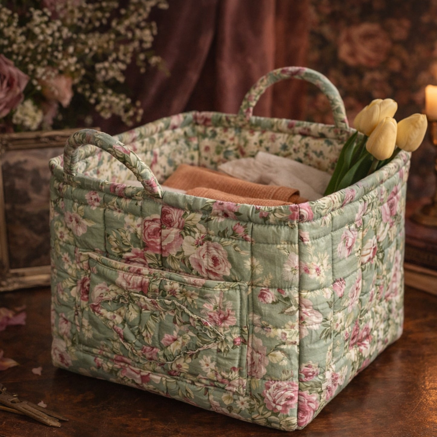 Reva Quilted Carry Basket