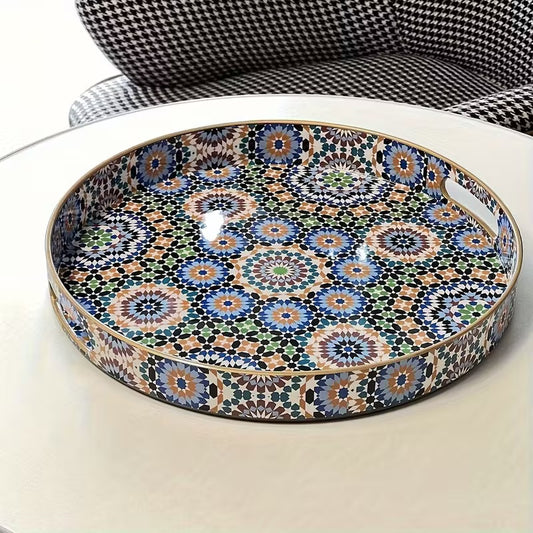 Zellige Mosaic Round Serving Tray