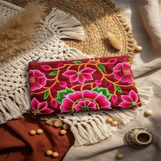 Lanna Bloom Embroidered Pouch