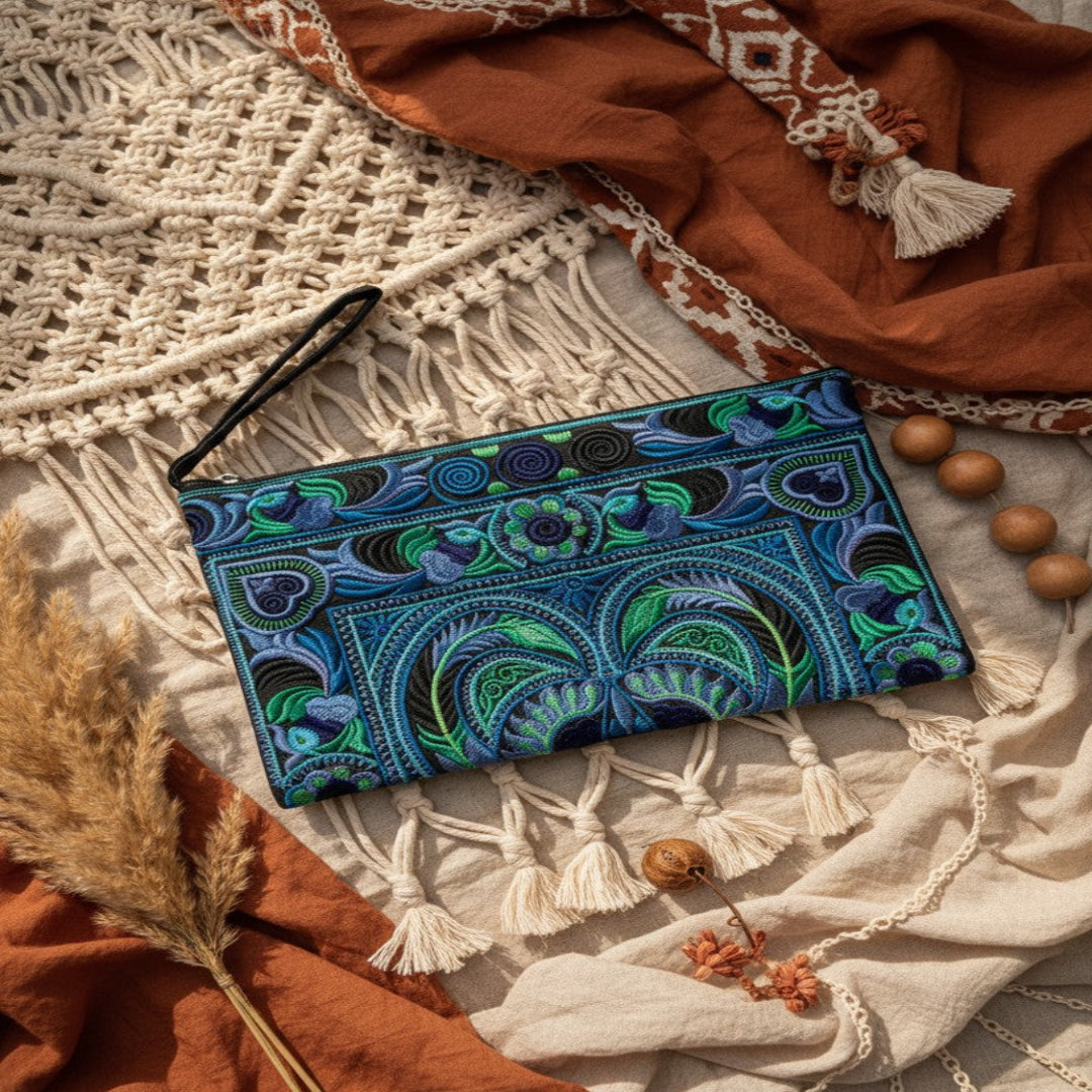 Lanna Bloom Embroidered Pouch
