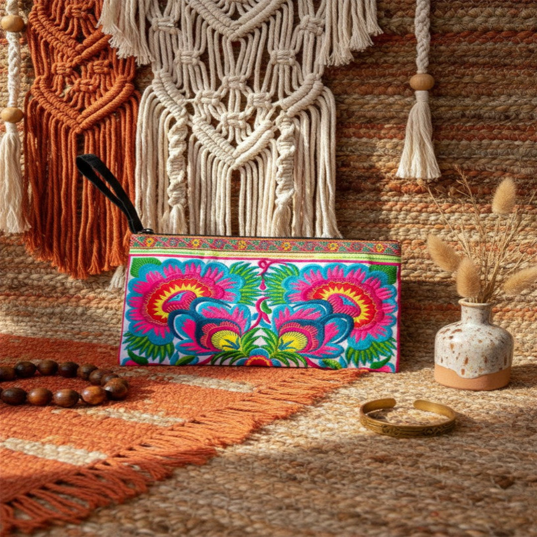 Lanna Bloom Embroidered Pouch