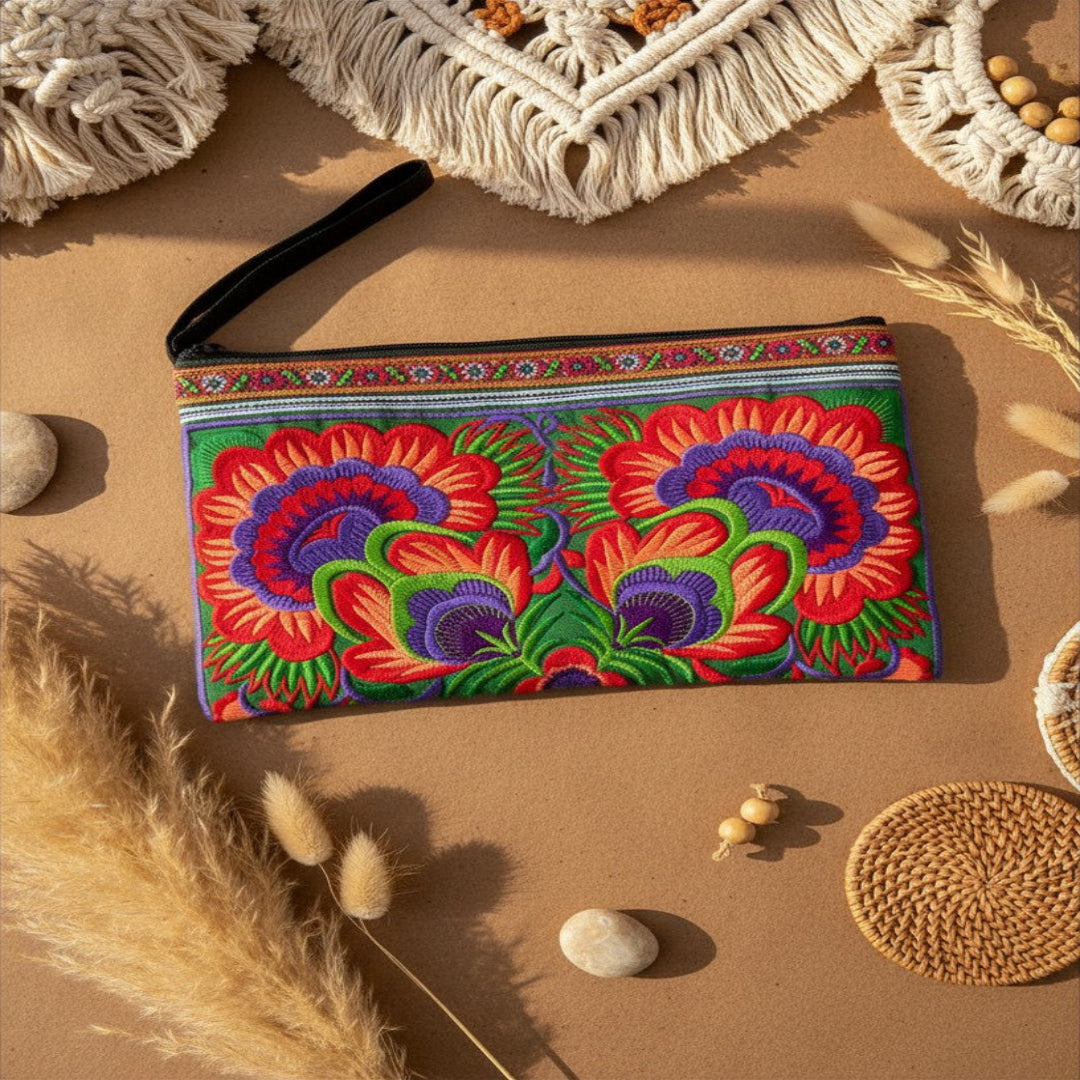 Lanna Bloom Embroidered Pouch