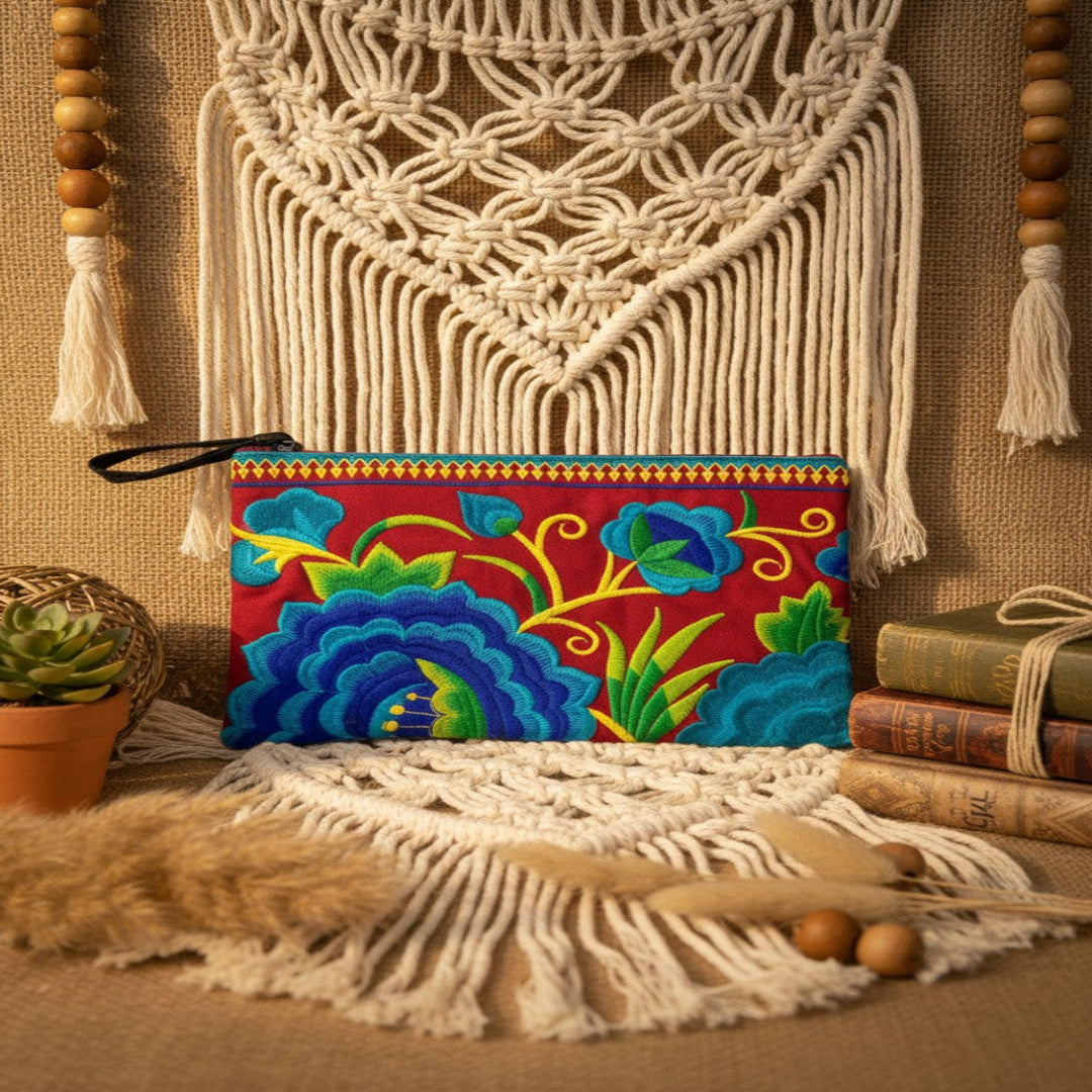 Lanna Bloom Embroidered Pouch